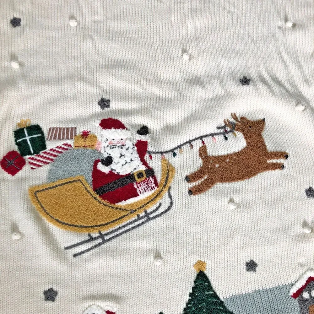 Pottery Barn Kids Baby Blanket Fleece Knit Christmas Holiday Santa Fuzzy